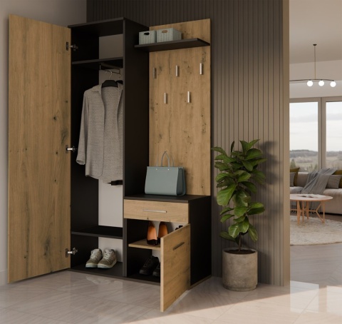 Duża garderoba antracyt - dąb artisan GAR-104-ANT-ART