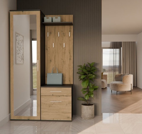 Duża garderoba antracyt - dąb artisan GAR-104-ANT-ART