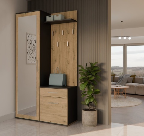 Duża garderoba antracyt - dąb artisan GAR-104-ANT-ART