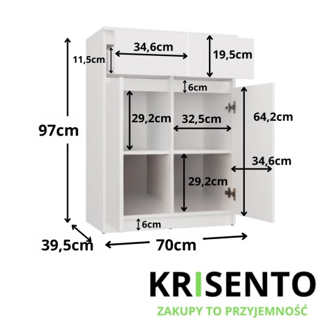 Komoda biała 70 cm KOM-946-BIEL-MAT