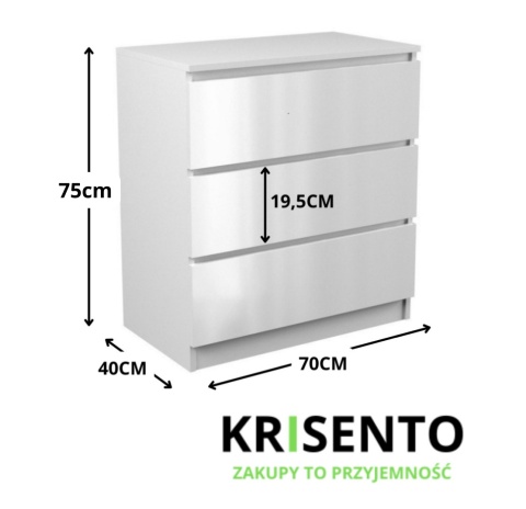 Komoda biała z połyskiem KOM-901-BIEL-POŁ