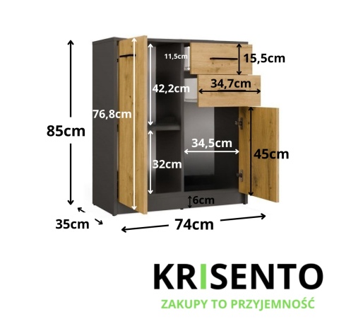 Komoda do jadalni nowoczesna KOM-944-ANT-ART
