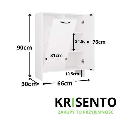 Komoda łazienkowa z koszem na pranie LAZ-1331-BIEL-MAT
