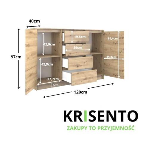 Komoda z szafkami i szufladami KOM-913-ART