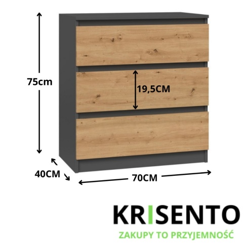 Mała komoda antracyt - dąb artisan KOM-901-ANT-ART