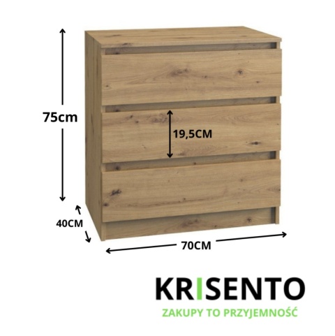Niska komoda z szufladami dąb artisan KOM-901-ART
