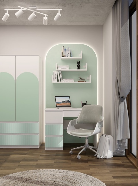 Nowoczesne biurko dla dziecka BIUR-706-BIEL-MIET-L