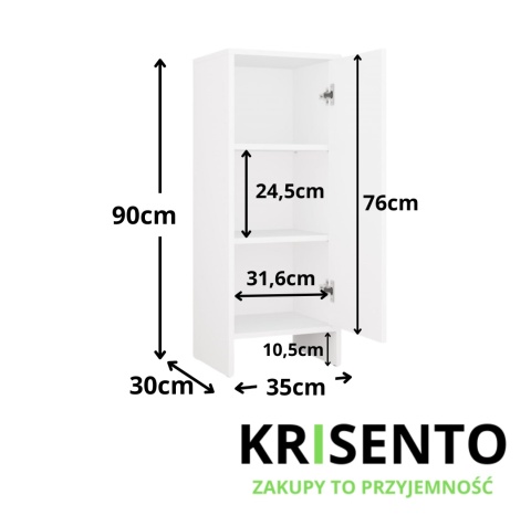 Półsłupek do łazienki LAZ-1329-BIEL-MAT