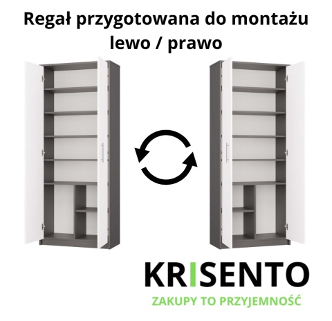 Regał biurowy zamykany RE-1427-ANT-BIEL-MAT