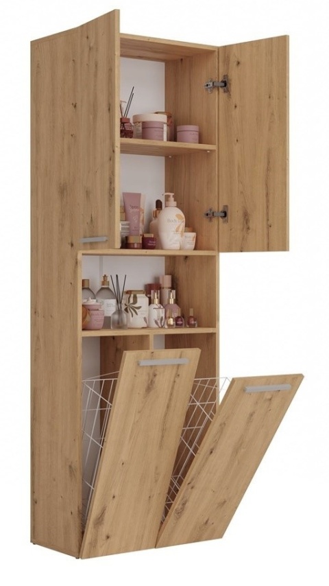 Regał łazienkowy z koszykami dąb LAZ-1321-ART
