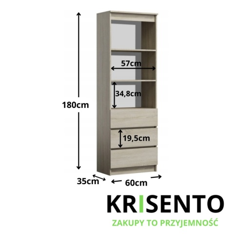 Regał z szufladami i półkami RE-1424-SON