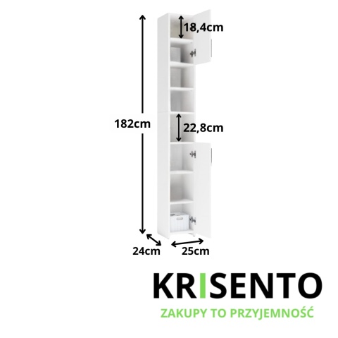 Słupek łazienkowy 25 cm LAZ-1338-BIEL-MAT