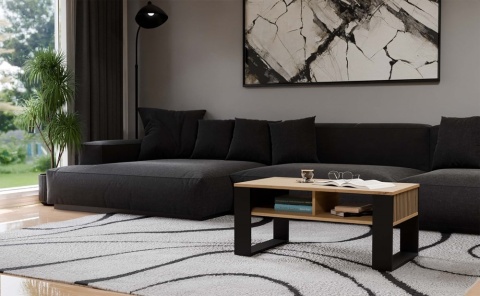 Stolik kawowy z lamelami STOL-804-ART-CZERN-LAM