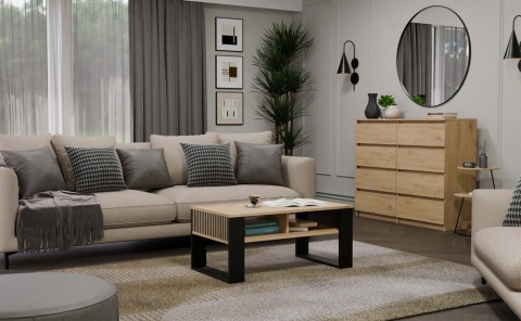 Stolik kawowy z lamelami STOL-804-ART-CZERN-LAM