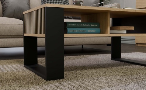 Stolik kawowy z lamelami STOL-804-ART-CZERN-LAM