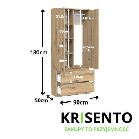 Szafa z półkami i szufladami 90cm SZAF-1008-ART