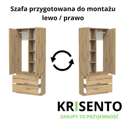 Szafa z półkami i szufladami 90cm SZAF-1008-ART