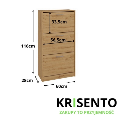 Szafka do wiatrołapu na buty dąb artisan BUT-201-ART