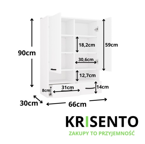 Szafka łazienkowa biała wisząca LAZ-1335-BIEL-MAT