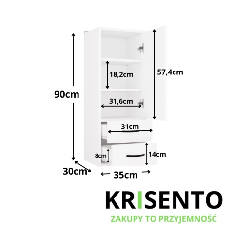 Szafka łazienkowa wisząca biała LAZ-1334-BIEL-MAT