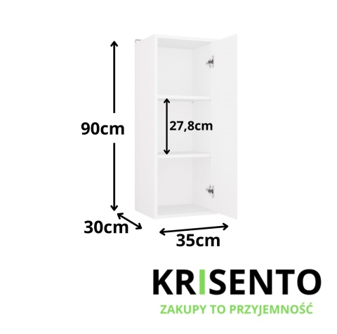 Szafka łazienkowa wisząca wąska LAZ-1333-BIEL-MAT