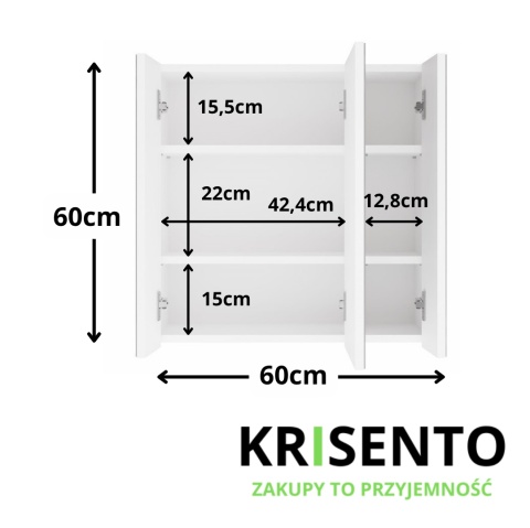 Szafka łazienkowa wisząca z lustrami LAZ-1336-BIEL
