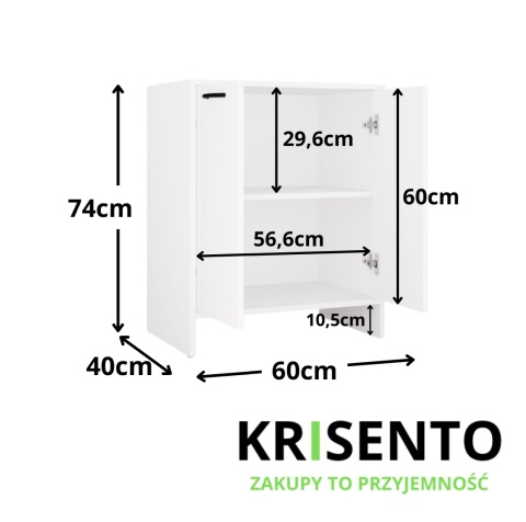 Szafka pod umywalkę nablatową 60 stojąca LAZ-1332-BIEL-MAT