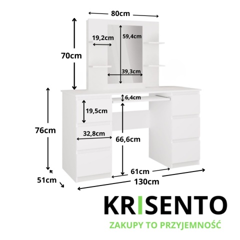 Toaletka z biurkiem TOA-1610-BIEL-MAT
