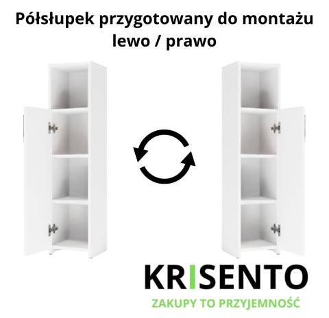 Wąski słupek łazienkowy 25 cm LAZ-1337-BIEL-MAT