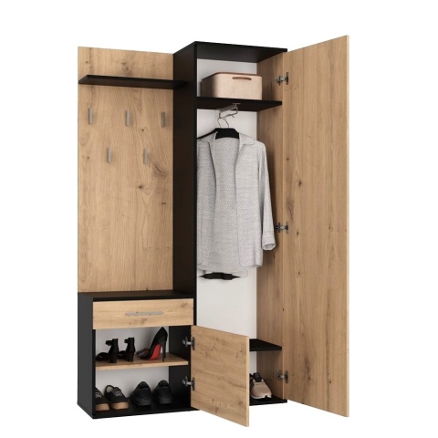 Duża garderoba antracyt - dąb artisan GAR-104-ANT-ART