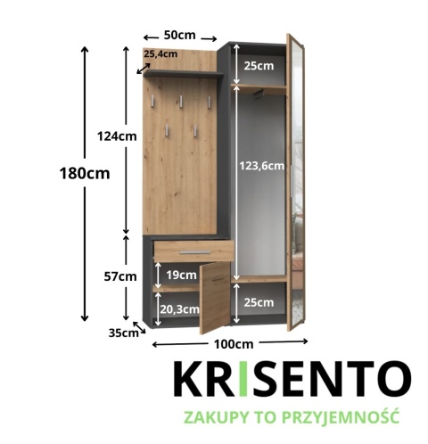 Duża garderoba antracyt - dąb artisan GAR-104-ANT-ART