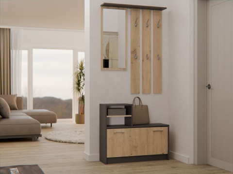 Garderoba do korytarza antracyt - dąb artisan GAR-101-ANT-ART