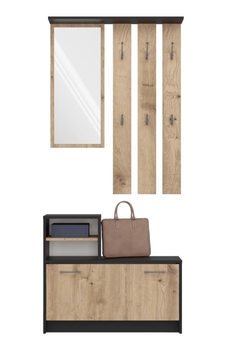 Garderoba do korytarza antracyt - dąb artisan GAR-101-ANT-ART