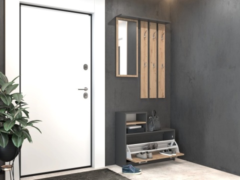 Garderoba do korytarza antracyt - dąb artisan GAR-101-ANT-ART