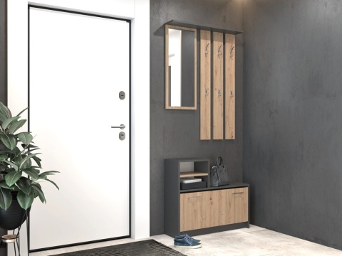 Garderoba do korytarza antracyt - dąb artisan GAR-101-ANT-ART