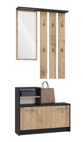 Garderoba do korytarza antracyt - dąb artisan GAR-101-ANT-ART