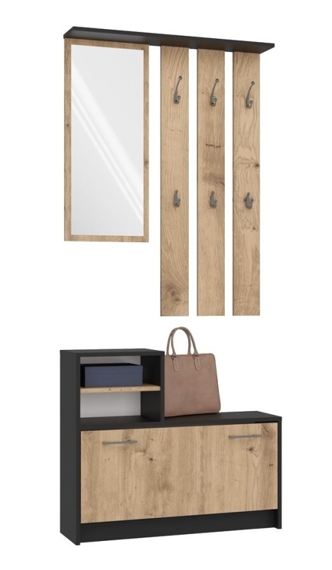 Garderoba do korytarza antracyt - dąb artisan GAR-101-ANT-ART