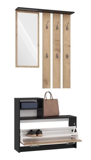 Garderoba do korytarza antracyt - dąb artisan GAR-101-ANT-ART