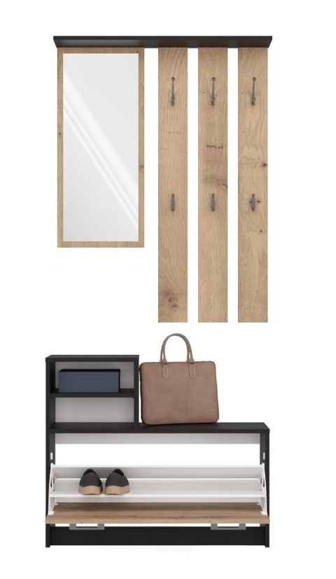 Garderoba do korytarza antracyt - dąb artisan GAR-101-ANT-ART