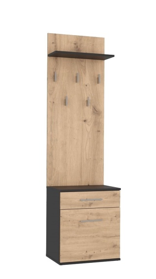 Garderoba z wieszakami antracyt - dąb artisan GAR-103-ANT-ART