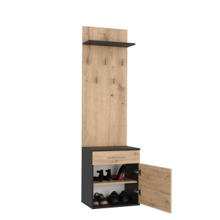 Garderoba z wieszakami antracyt - dąb artisan GAR-103-ANT-ART