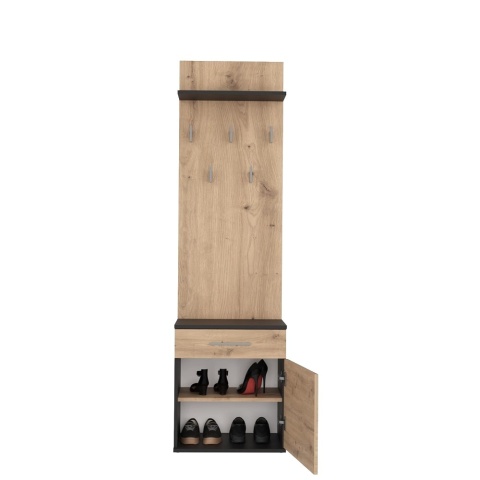 Garderoba z wieszakami antracyt - dąb artisan GAR-103-ANT-ART