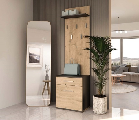 Garderoba z wieszakami antracyt - dąb artisan GAR-103-ANT-ART