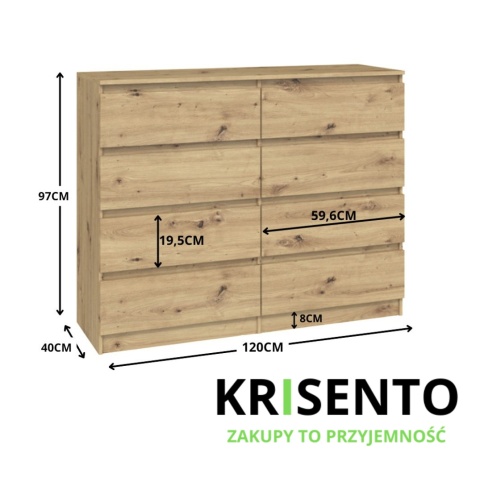 Komoda 120 cm dąb artisan KOM-907-ART