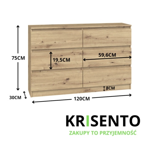 Komoda 30 cm głębokości dąb artisan KOM-904-ART