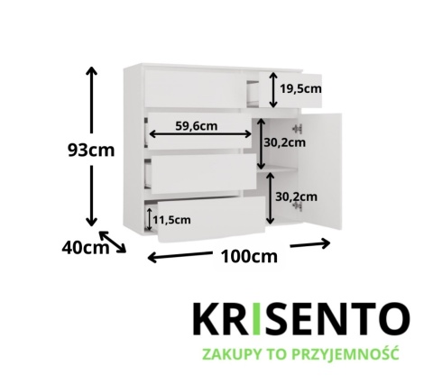 Komoda biała 100 cm KOM-932-BIEL-MAT