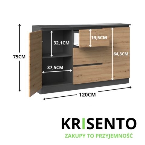 Komoda duża do salonu KOM-912-ANT-ART