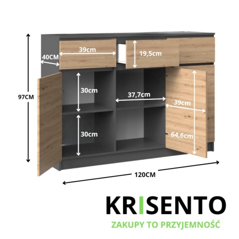 Komoda z drzwiczkami KOM-915-ANT-ART