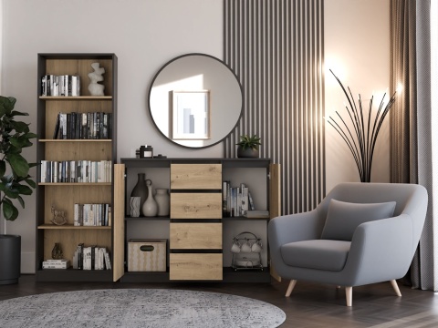 Komoda z szufladami i drzwiczkami KOM-913-ANT-ART