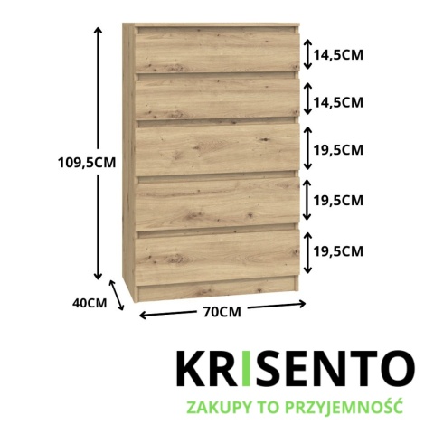 Komoda z szufladami wysoka KOM-903-ART